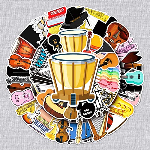 Musikinstrumente Aufkleber Musical Instrument Sticker Set 50 Stücke Niedlich Deko für Auto Laptop Skateboard Fahrrad Moped Motorrad Fahrrad Computer,Geeignet für Erwachsene Kinder von LYunMu