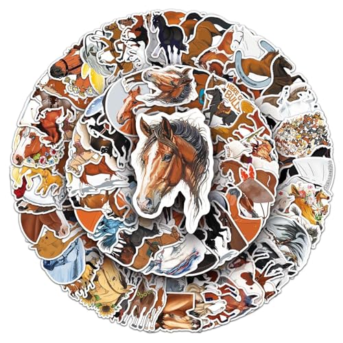 Pferde Aufkleber Horse Sticker Set 100 Stücke Niedlich Deko für Auto Laptop Skateboard Fahrrad Moped Motorrad Fahrrad Computer,Geeignet für Erwachsene Kinder von LYunMu