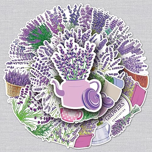 Purple Lavender Aufkleber Purpurne Lavendel Sticker Set 50 Stücke Niedlich Deko für Auto Laptop Skateboard Fahrrad Moped Motorrad Fahrrad Computer,Geeignet für Erwachsene Kinder von LYunMu