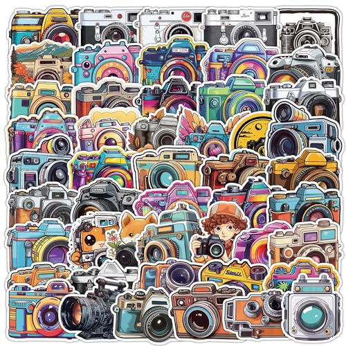 Retro-Kamera Aufkleber Retro Camera Sticker Set 50 Stücke Niedlich Deko für Auto Laptop Skateboard Fahrrad Moped Motorrad Fahrrad Computer,Geeignet für Erwachsene Kinder von LYunMu