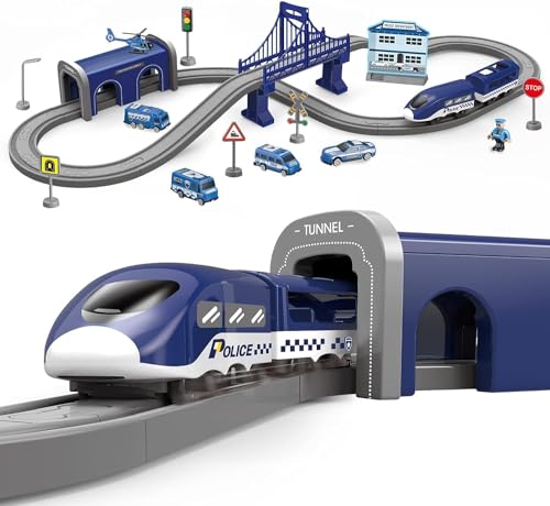 LZDMY Autorennbahn Eisenbahn Rennstrecke Spielzeug ab 3 Jahr, Kinderspielzeug Elektrisch Autobahn Kompatibel mit Brio-Schienen Geschenk für Kinder von LZDMY