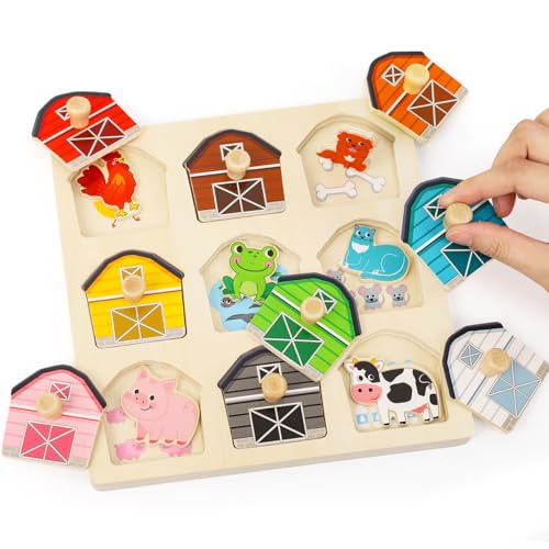 LZDMY Montessori Spielzeug ab 1 Jahr Baby Holzpuzzle, Bauernhof Motorikspielzeug für 12-36 Monate Mädchen Junge Kinder Greifpuzzle Steckspielzeug Sortierspiel Geburtstag Weihnacht Ostern Geschenk LZDMY Montessori Spielzeug ab 1 Jahr Baby Holzpuzzle, Bauernhof Motorikspielzeug für 12-36 Monate Mädchen Junge Kinder Greifpuzzle Steckspielzeug Sortierspiel Geburtstag Weihnacht Ostern Geschenk von LZDMY