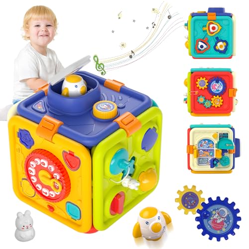 LZDMY 6in1 Montessori Motorikwürfel ab 1 Jahr, Baby Motorikspielzeug Activity Würfel für Feinmotorik, Kinder Lernspielzeug Reisespiel Geburtstag Weihnachten Geschenk für Jungen Mädchen 1-3 Jahre von LZDMY