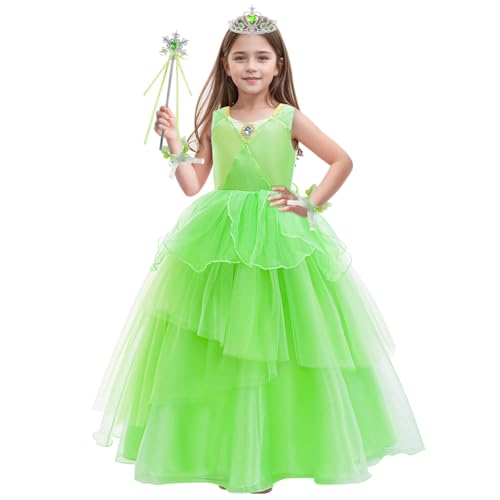 LZH Kinder Tinkerbell Kostüm Grüne Fee Kostüm Mädchen Prinzessin Kleid Mit Zubehör Für Halloween Karneval Geburtstag von LZH