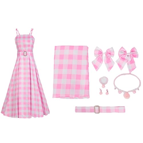 LZHUYE Prinzessinnen-Kostüm, rosa Gitter, Anime-Cosplay-Kostüm, Strand, komplettes Set, Halloween-Outfit für Party, Erwachsene und Kinder von LZHUYE