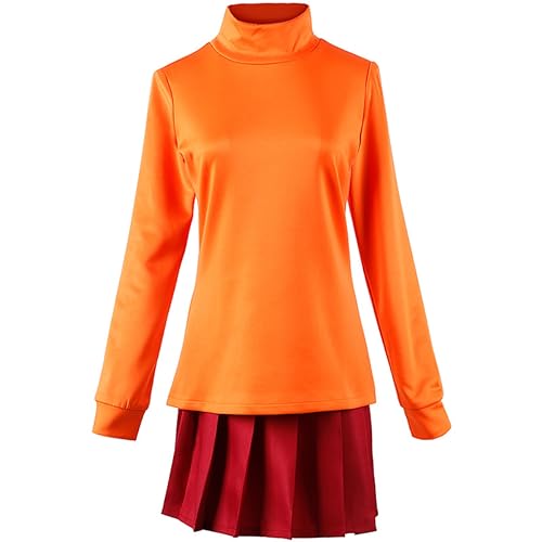 LZHUYE ScoobysDoos Anime-Cosplay-Kostüm, Velma, langes Set, Halloween-Outfit für Party, Erwachsene und Kinder von LZHUYE