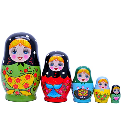 LZJZJE Matryoshkas Holzstapelset Matryoshka Russian Nesting Dolls 5 Stück Handgefertigt Geeignet Für Kinder Weihnachten Nesting Dolls von LZJZJE