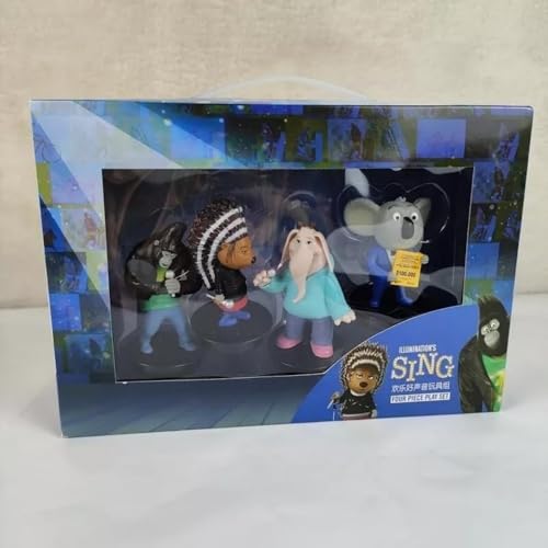 LZLYXZQ Sing Movie - Set mit 4 PVC Johnny Figuren 5,1 - 7,6 cm hoch mit Geschenkbox von LZLYXZQ