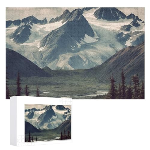 Alaska Mountains Puzzles, 1000 Teile, personalisiertes Puzzle für Erwachsene, Fotos, Puzzle für Familie, anspruchsvolles Bilderpuzzle mit Aufbewahrungstasche, Heimdekoration, Puzzle von LZQPOEAS