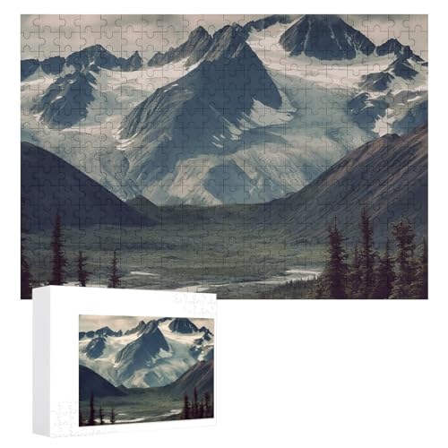 Alaska Mountains Puzzles, 300 Teile, personalisiertes Puzzle für Erwachsene, Fotos, Puzzle für Familie, anspruchsvolles Bilderpuzzle mit Aufbewahrungstasche, Heimdekoration, Puzzle von LZQPOEAS