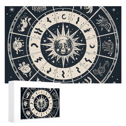 Astrologische Zeichen-Puzzles, 1000 Teile, personalisiertes Puzzle für Erwachsene, Fotos, Puzzle für Familie, anspruchsvolles Bilderpuzzle mit Aufbewahrungstasche, Heimdekoration, Puzzle von LZQPOEAS