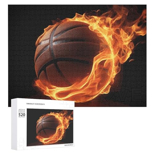 Basketball On Fire Puzzles, 520 Bilder, personalisiertes Puzzle für Erwachsene, Fotos, Puzzle für Familie, anspruchsvolles Bilderpuzzle mit Aufbewahrungstasche, Heimdekoration, Puzzle von LZQPOEAS