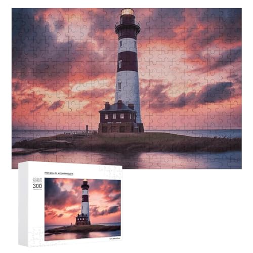 Beauty Leuchtturm-Puzzle, 300 Bilder, personalisiertes Puzzle für Erwachsene, Fotos, Puzzle für Familie, anspruchsvolles Bilderpuzzle mit Aufbewahrungstasche, Heimdekoration, Puzzle von LZQPOEAS