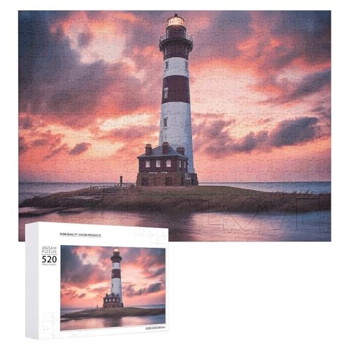 Beauty Leuchtturm-Puzzle, 520 Bilder, personalisiertes Puzzle für Erwachsene, Fotos, Puzzle für Familie, anspruchsvolles Bilderpuzzle mit Aufbewahrungstasche, Heimdekoration, Puzzle von LZQPOEAS