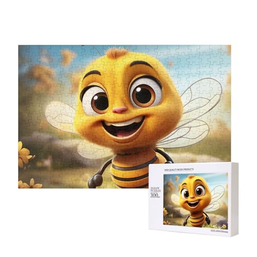 Bee Puzzles 300 Teile Holzpuzzle Personalisierte Bilderpuzzles Familienspiele Kunstwerk Fotopuzzle Herausfordernde Puzzles für Erwachsene (39,9 x 27,9 cm) von LZQPOEAS