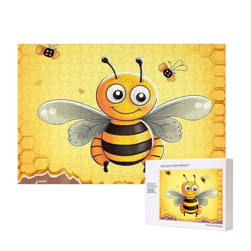 Bee on The Square Puzzles 300 Teile Holzpuzzle Personalisierte Bilderpuzzles Familienspiele Kunstwerk Fotopuzzle Herausfordernde Puzzles für Erwachsene (39,9 x 27,9 cm) von LZQPOEAS