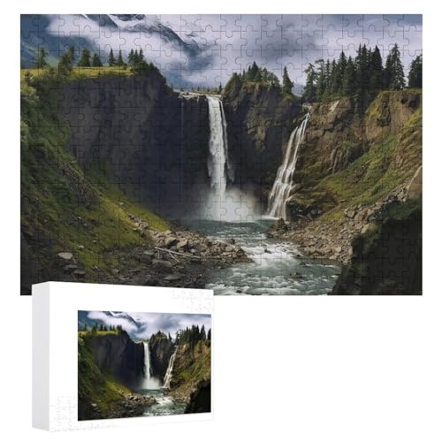 Berg- und Wasserfall-Puzzle, 300 Teile, personalisiertes Puzzle für Erwachsene, Fotos, Puzzle für Familie, anspruchsvolles Bilderpuzzle mit Aufbewahrungstasche, Heimdekoration, Puzzle von LZQPOEAS