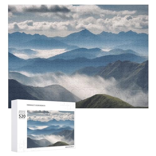 Berge Wolken Landschaft Puzzles 520 Bilder Personalisierte Puzzles für Erwachsene Fotos Puzzle für Familie Herausforderndes Bilderpuzzle mit Aufbewahrungstasche Heimdekoration Puzzle von LZQPOEAS