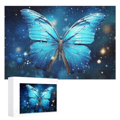 Blue Starry Butterfly Puzzles 1000 PCS Personalized Jigsaw Puzzles for Adults Photos Puzzle for Family Challenging Picture Puzzle with Storage Bag Home Decor Jigsaw von LZQPOEAS