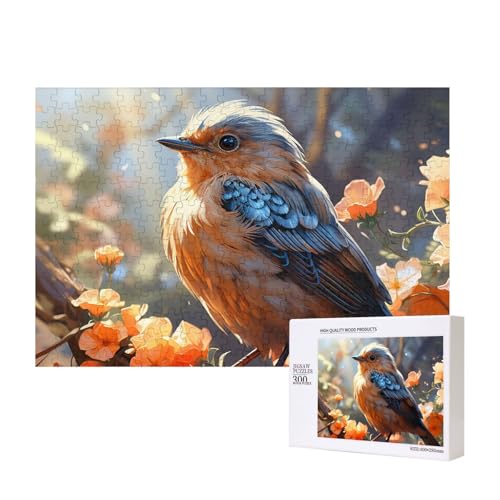 Blumen und Vögel Puzzles 300 Teile Holzpuzzle Personalisierte Bilderpuzzles Familienspiele Kunstwerk Fotopuzzle Herausfordernde Puzzles für Erwachsene (39,9 x 27,9 cm) von LZQPOEAS