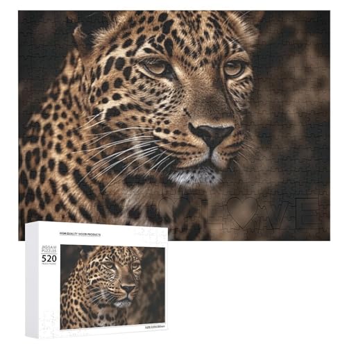 Braunes Leopardenbild, Puzzle, 520 Bilder, personalisierte Puzzles für Erwachsene, Fotos, Puzzle für Familie, anspruchsvolles Bilderpuzzle mit Aufbewahrungstasche, Heimdekoration, Puzzle von LZQPOEAS