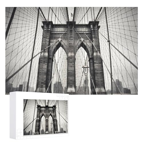 Brooklyn Bridge Puzzles, 1000 Teile, personalisiertes Puzzle für Erwachsene, Fotos, Puzzle für Familie, anspruchsvolles Bilderpuzzle mit Aufbewahrungstasche, Heimdekoration, Puzzle von LZQPOEAS