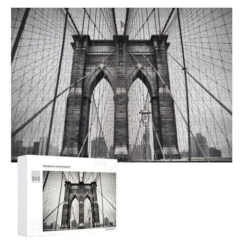 Brooklyn Bridge Puzzles 300 Bilder, personalisiertes Puzzle für Erwachsene, Fotos, Puzzle für Familie, anspruchsvolles Bilderpuzzle mit Aufbewahrungstasche, Heimdekoration, Puzzle von LZQPOEAS