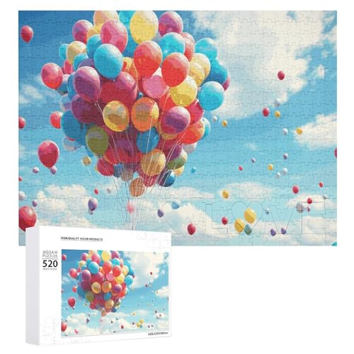 Bunte Luftballon-Puzzles, 520 Bilder, personalisiertes Puzzle für Erwachsene, Fotos, Puzzle für Familie, anspruchsvolles Bilderpuzzle mit Aufbewahrungstasche, Heimdekoration, Puzzle von LZQPOEAS