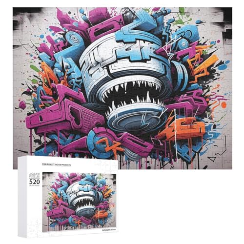 Buntes Graffiti-Puzzle, 520 Bilder, personalisiertes Puzzle für Erwachsene, Fotos, Puzzle für Familie, anspruchsvolles Bilderpuzzle mit Aufbewahrungstasche, Heimdekoration, Puzzle von LZQPOEAS