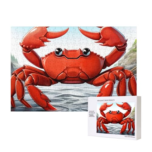 Cartoon-Krabben-Puzzle, 300 Teile, Holz-Puzzle, personalisierte Bildrätsel, Familienspiele, Kunstwerk, Fotopuzzle, anspruchsvolle Puzzles für Erwachsene (39,9 x 27,9 cm) von LZQPOEAS