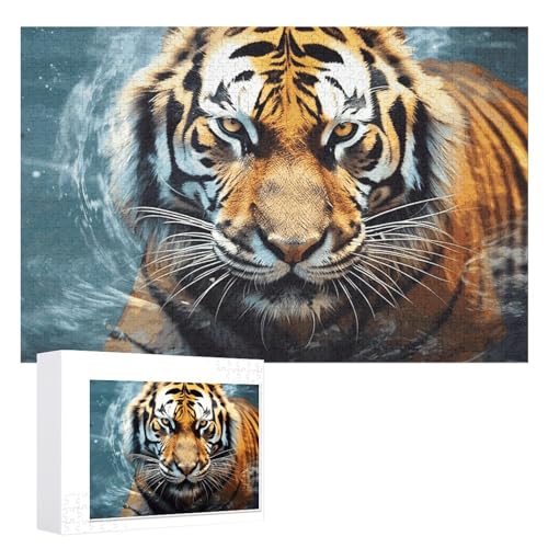 Cooles Tiger-Puzzle, 1000 Teile, personalisiertes Puzzle für Erwachsene, Fotos, Puzzle für Familie, anspruchsvolles Bilderpuzzle mit Aufbewahrungstasche, Heimdekoration, Puzzle von LZQPOEAS