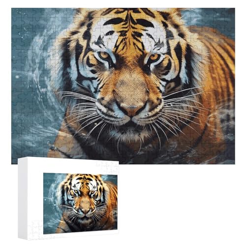 Cooles Tiger-Puzzle, 300 Teile, personalisiertes Puzzle für Erwachsene, Fotos, Puzzle für Familie, anspruchsvolles Bilderpuzzle mit Aufbewahrungstasche, Heimdekoration, Puzzle von LZQPOEAS