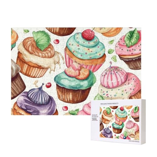 Cupcakes Donuts Muffins Zuckerpuzzles 300 Teile Holzpuzzle Personalisierte Bilderpuzzles Familienspiele Kunstwerk Fotopuzzle Herausfordernde Puzzles für Erwachsene (39,9 x 27,9 cm) von LZQPOEAS