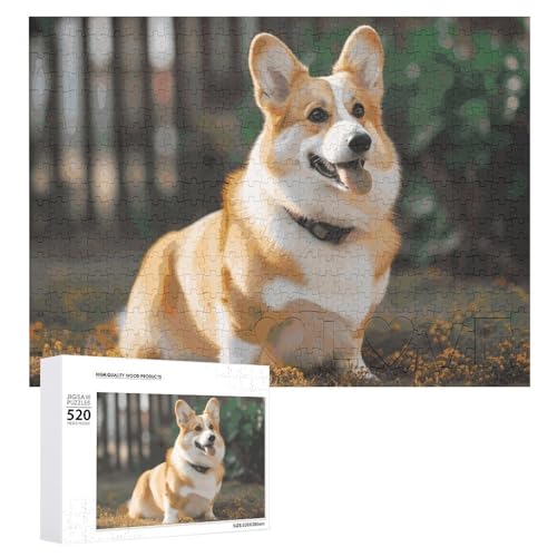 Dog Corgi Puzzles 520 Bilder, personalisiertes Puzzle für Erwachsene, Fotos, Puzzle für Familie, anspruchsvolles Bilderpuzzle mit Aufbewahrungstasche, Heimdekoration, Puzzle von LZQPOEAS