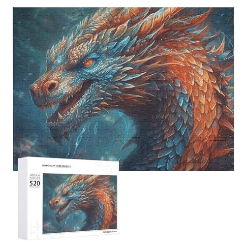 Dragon Art Puzzles 520 Bilder, personalisiertes Puzzle für Erwachsene, Fotos, Puzzle für Familie, anspruchsvolles Bilderpuzzle mit Aufbewahrungstasche, Heimdekoration, Puzzle von LZQPOEAS