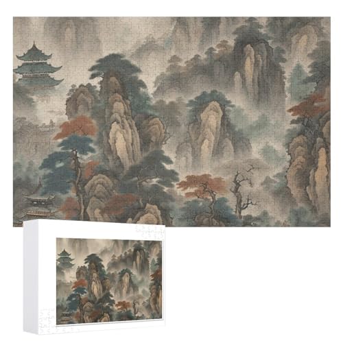 Ein chinesisches Malpuzzle, 1000 Teile, personalisiertes Puzzle für Erwachsene, Fotos, Puzzle für Familie, anspruchsvolles Bilderpuzzle mit Aufbewahrungstasche, Heimdekoration, Puzzle von LZQPOEAS