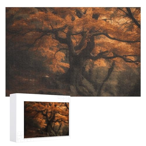 Ein gelber Baum-Puzzle, 1000 Teile, personalisiertes Puzzle für Erwachsene, Fotos, Puzzle für Familie, anspruchsvolles Bilderpuzzle mit Aufbewahrungstasche, Heimdekoration, Puzzle von LZQPOEAS