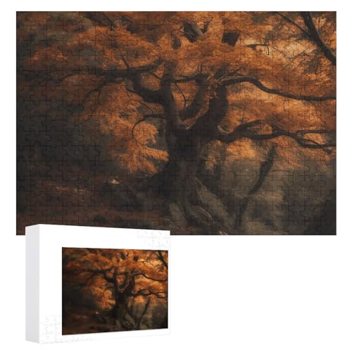 Ein gelber Baum-Puzzle, 300 Teile, personalisiertes Puzzle für Erwachsene, Fotos, Puzzle für Familie, anspruchsvolles Bilderpuzzle mit Aufbewahrungstasche, Heimdekoration, Puzzle von LZQPOEAS