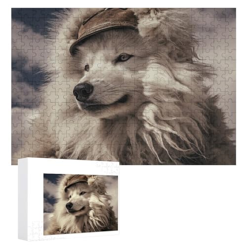 Ein weißer Wolf Puzzle, 300 Teile, personalisiertes Puzzle für Erwachsene, Fotos, Puzzle für Familie, anspruchsvolles Bilderpuzzle mit Aufbewahrungstasche, Heimdekoration, Puzzle von LZQPOEAS