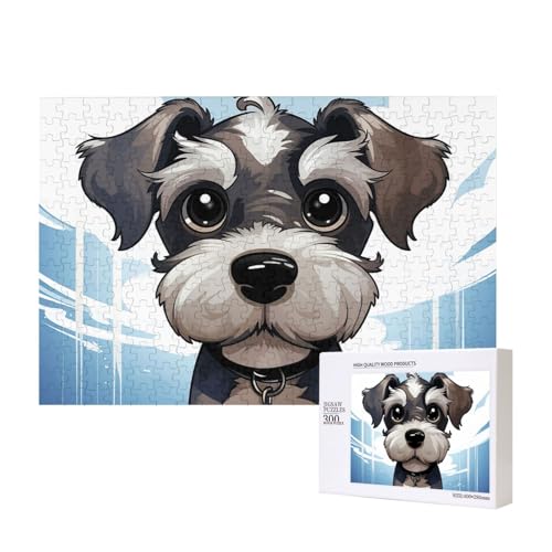 Entzückende Schnauzer-Puzzle, 300 Teile, Holz-Puzzle, personalisierte Bilderpuzzle, Familienspiele, Kunstwerk, Fotopuzzle, anspruchsvolle Puzzles für Erwachsene (39,9 x 27,9 cm) von LZQPOEAS