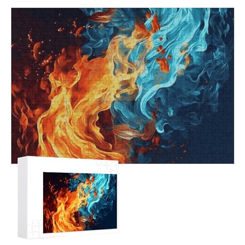 Feuer- und Wassermuster-Puzzle, 300 Stück, personalisierbar, für Erwachsene, Fotos, Puzzle für Familie, anspruchsvolles Bilderpuzzle mit Aufbewahrungstasche, Heimdekoration, Puzzle von LZQPOEAS