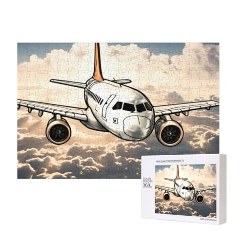 Flugzeug fliegende Puzzles 300 Teile Holzpuzzle Personalisierte Bilderpuzzles Familienspiele Kunstwerk Fotopuzzle Herausfordernde Puzzles für Erwachsene (39,9 x 27,9 cm) von LZQPOEAS