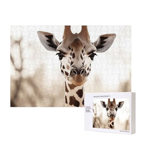 Giraffen-Puzzle, 300 Teile, Holz-Puzzle, personalisierte Bildrätsel, Familienspiele, Kunstwerke, Fotopuzzle, anspruchsvolle Puzzles für Erwachsene (39,9 x 27,9 cm) von LZQPOEAS