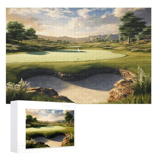 Golfplatz-Puzzle, 1000 Stück, personalisiertes Puzzle für Erwachsene, Fotos, Puzzle für Familie, anspruchsvolles Bilderpuzzle mit Aufbewahrungstasche, Heimdekoration, Puzzle von LZQPOEAS