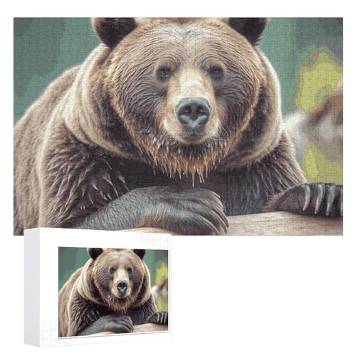 Grizzly Bear Puzzles, 1000 Teile, personalisiertes Puzzle für Erwachsene, Fotos, Puzzle für Familie, anspruchsvolles Bilderpuzzle mit Aufbewahrungstasche, Heimdekoration, Puzzle von LZQPOEAS