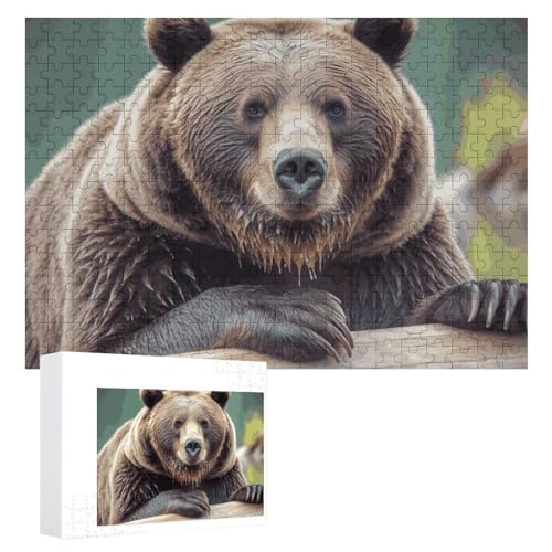 Grizzly Bear Puzzles, 300 Teile, personalisiertes Puzzle für Erwachsene, Fotos, Puzzle für Familie, anspruchsvolles Bilderpuzzle mit Aufbewahrungstasche, Heimdekoration, Puzzle von LZQPOEAS