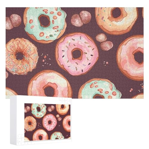 Hübsche Donut-Puzzles, 1000 Teile, personalisiertes Puzzle für Erwachsene, Fotos, Puzzle für Familie, anspruchsvolles Bilderpuzzle mit Aufbewahrungstasche, Heimdekoration, Puzzle von LZQPOEAS