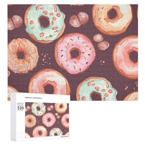 Hübsche Donut-Puzzles, 520 Bilder, personalisiertes Puzzle für Erwachsene, Fotos, Puzzle für Familie, anspruchsvolles Bilderpuzzle mit Aufbewahrungstasche, Heimdekoration, Puzzle von LZQPOEAS