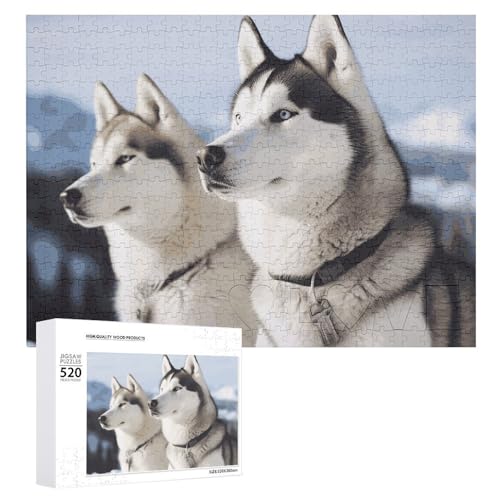 Husky Dogs Puzzle, 520 Bilder, personalisiertes Puzzle für Erwachsene, Fotos, Puzzle für Familie, anspruchsvolles Bilderpuzzle mit Aufbewahrungstasche, Heimdekoration, Puzzle von LZQPOEAS