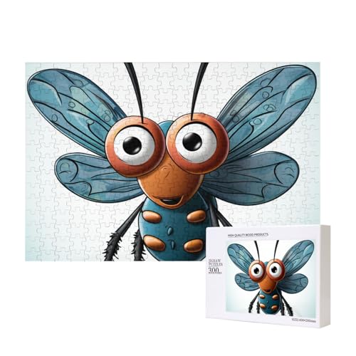 Insektenflügel-Augen-Puzzle, 300 Teile, Holz-Puzzle, personalisierte Bildrätsel, Familienspiele, Kunstwerk, Fotopuzzle, anspruchsvolle Puzzles für Erwachsene (39,9 x 27,9 cm) von LZQPOEAS